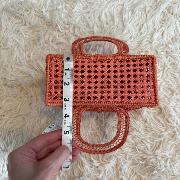 Apaya Cofre Handmade Top Handle Handbag straw square orange - Picture 4 of 7